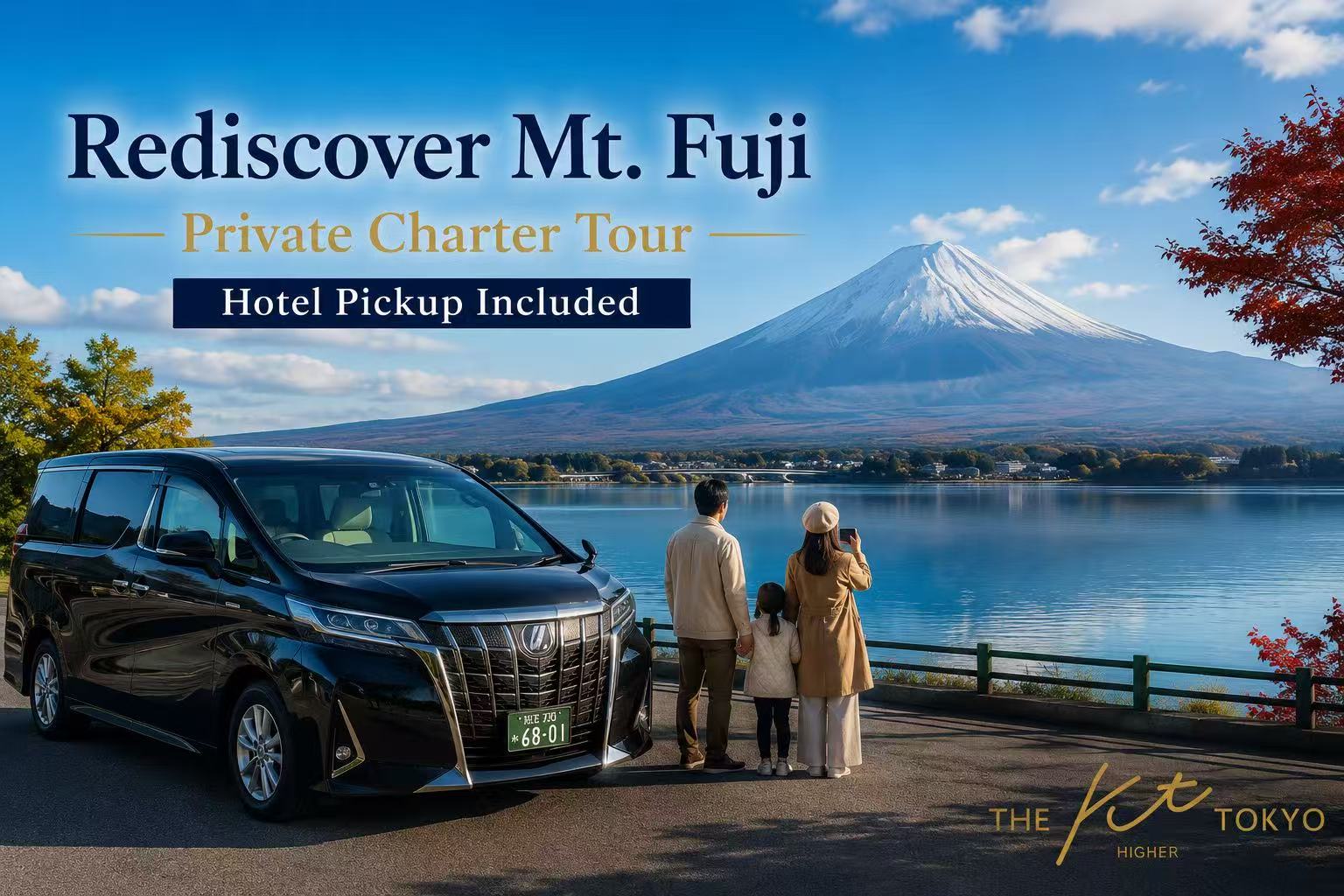 Private charter tour to Mt. Fuji from Tokyo with beautiful views of Lake Kawaguchi and Mt. Fuji.