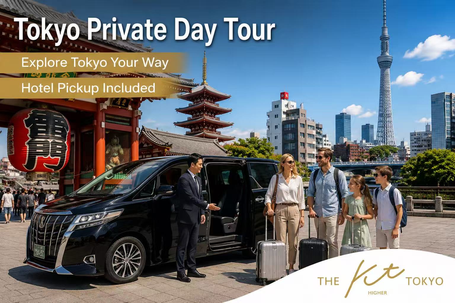 Tokyo private car sightseeing tour for international travelers visiting Asakusa, Tokyo Skytree, Tsukiji and other popular attractions.