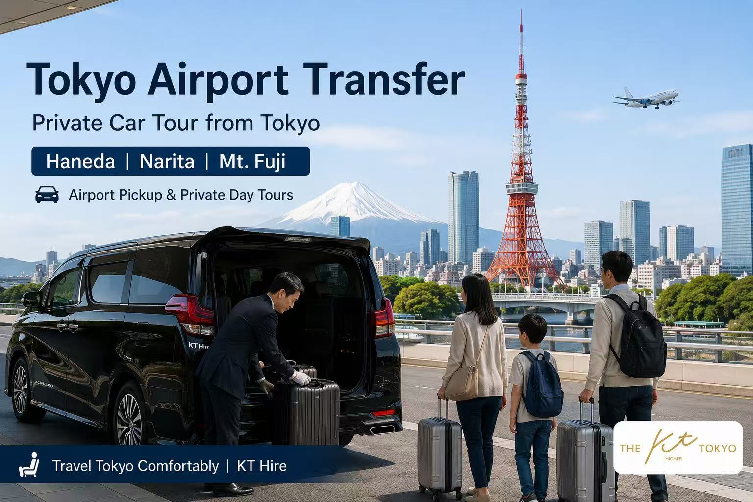 Tokyo airport transfer and private car tour with KT Hire for Tokyo and Mt. Fuji travel