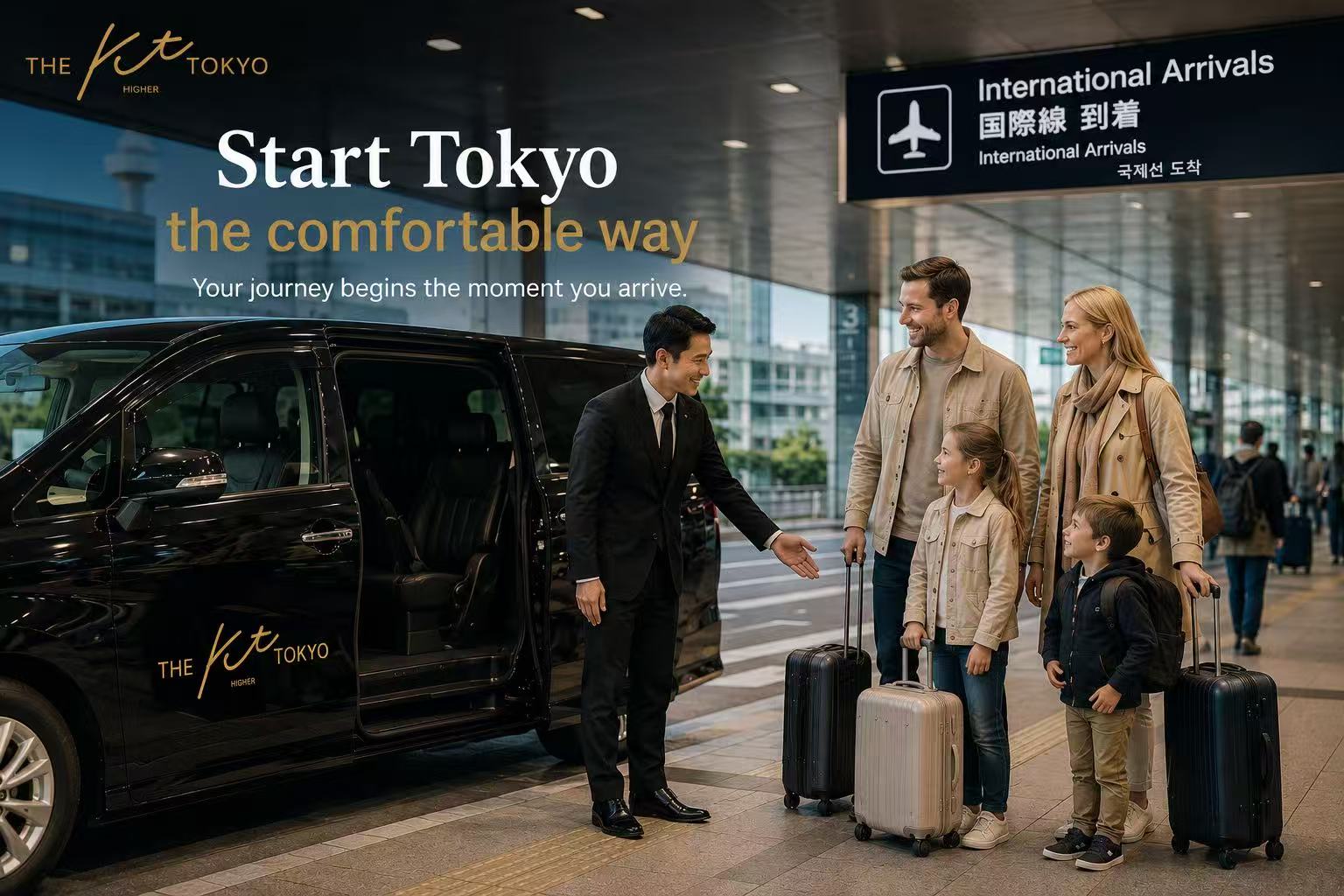 Tokyo airport pickup service for families arriving at Haneda Airport with KT Hire private transfer