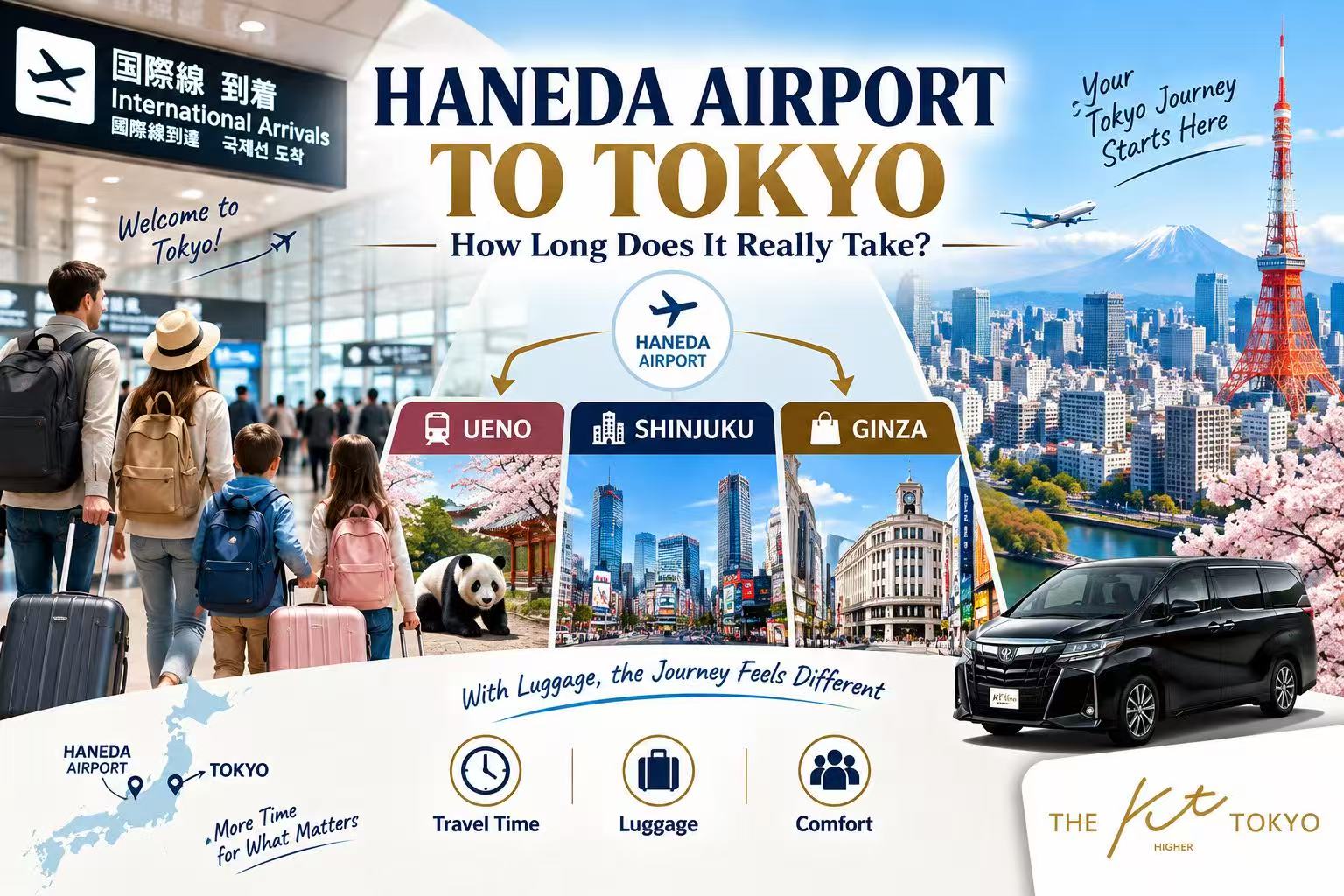 Haneda Airport to Ueno, Shinjuku and Ginza travel time guide for travelers with luggage in Tokyo