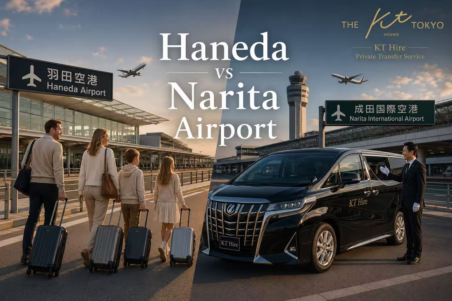 KT Hire private airport transfer vehicle at Haneda and Narita Airport for travelers visiting Tokyo.
